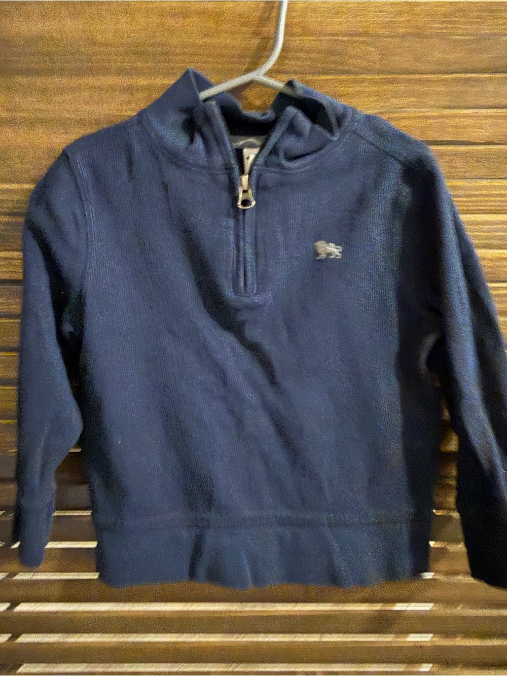 Dark Blue Toddler Pullover with Gray Trim